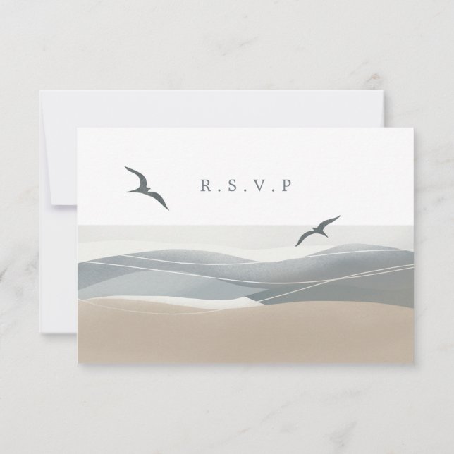 Coastal beach RSVP meal choices Card (Back)