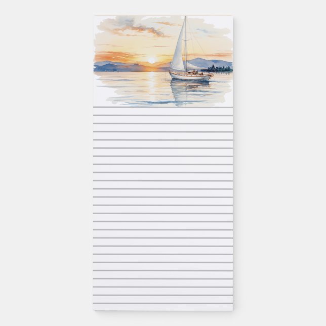 Coastal Beach Sailboat Magnetic Notepad  (Front)
