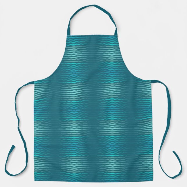 Coastal Beach Salty Turquoise Wave Abstract Design Apron (Front)
