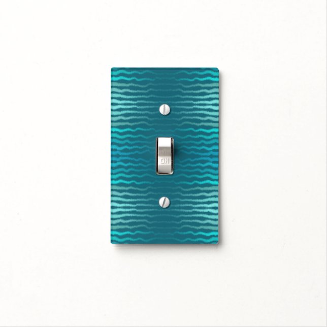 Coastal Beach Salty Turquoise Wave Abstract Design Light Switch Cover (In Situ)