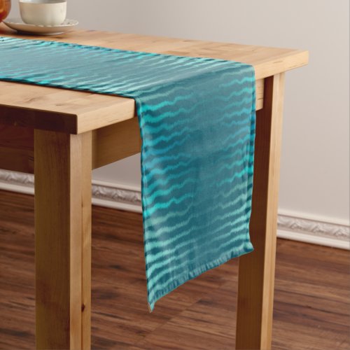 Coastal Beach Salty Turquoise Wave Abstract Design Short Table Runner
