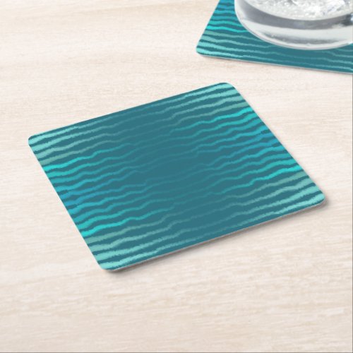 Coastal Beach Salty Turquoise Wave Abstract Design Square Paper Coaster
