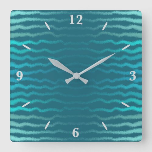 Coastal Beach Salty Turquoise Wave Abstract Design Square Wall Clock