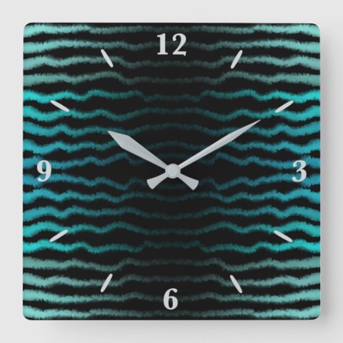 Coastal Beach Salty Turquoise Waves Abstract Art  Square Wall Clock