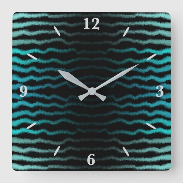 Coastal Beach Salty Turquoise Waves Abstract Art  Square Wall Clock (Front)