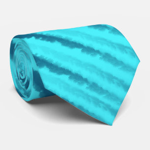 Coastal Beach Salty Watercolor Waves On Turquoise Neck Tie