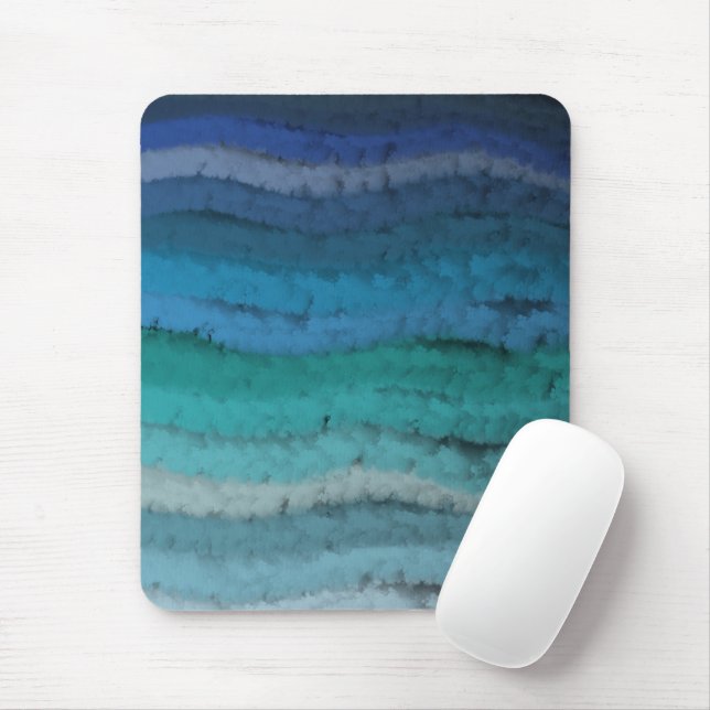 Coastal Beach Salty Waves On Black  Mouse Pad (With Mouse)