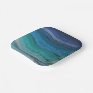 Coastal Beach Salty Waves On Black Paper Plates