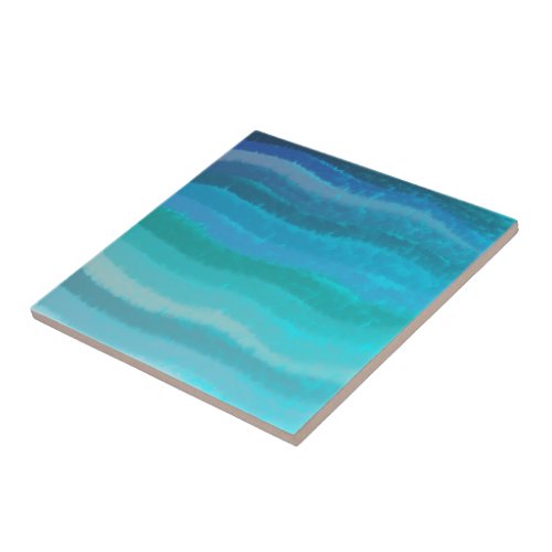 Coastal Beach Salty Waves On Turquoise  Ceramic Tile