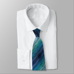 Coastal Beach Salty Waves On Turquoise Neck Tie
