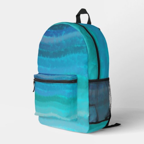 Coastal Beach Salty Waves On Turquoise  Printed Backpack