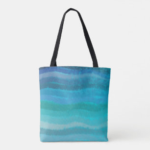 Coastal Beach Salty Waves On Turquoise Tote Bag