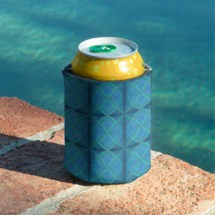 Coastal Beach Salty Waves Pattern On Black  Can Cooler