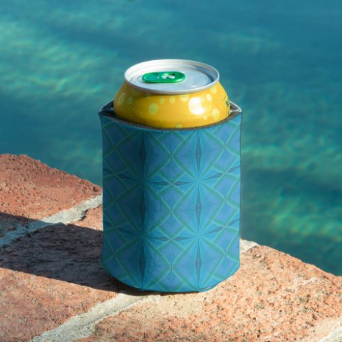 Coastal Beach Salty Waves Pattern On Turquoise  Can Cooler