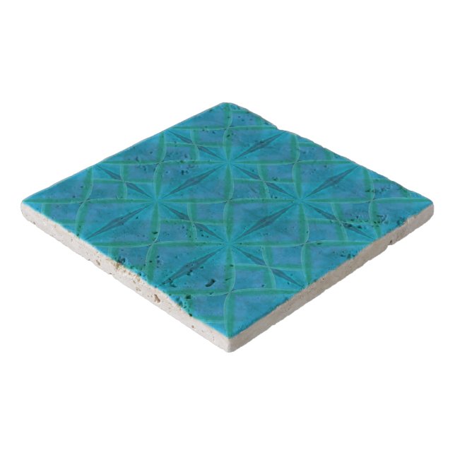 Coastal Beach Salty Waves Pattern On Turquoise  Trivet (Corner)