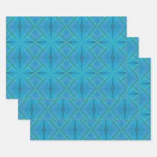 Coastal Beach Salty Waves Pattern On Turquoise  Wrapping Paper Sheets