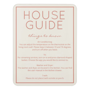 Coastal Beach Sand House Guide Guest Sign