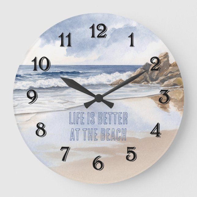 Coastal Beach Sand  Large Clock (Front)
