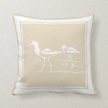 Coastal Beach Sand Pipers Throw Pillow by GrudaHomeDecor at Zazzle
