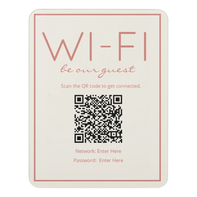 Coastal Beach Sand Wi-Fi QR Code Guest Sign (Contemporary Vert)