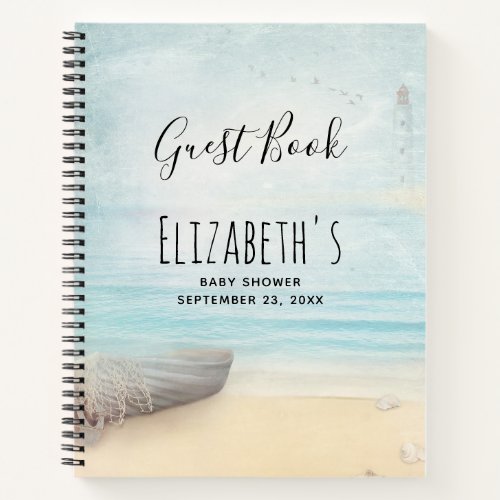 Coastal Beach Scene Baby Shower Guest Book