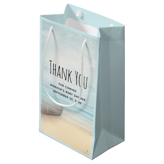Coastal Beach Scene Nautical Theme Party Thanks  Small Gift Bag (Front Angled)