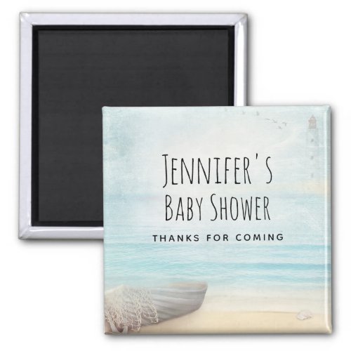 Coastal Beach Scene Nautical Themed Baby Shower Magnet