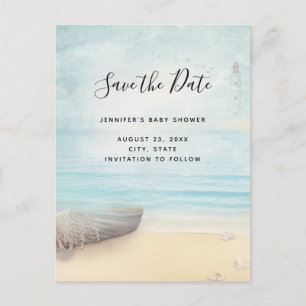 Coastal Beach Scene Save the Date Invitation Postcard