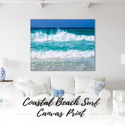 Coastal Beach Scene Surf Waves Fine Art Canvas Print