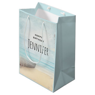 Coastal Beach Scene with a Fishing Boat Birthday Medium Gift Bag
