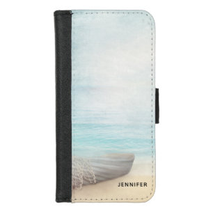 Coastal Beach Scene with a Fishing Boat iPhone 8/7 Wallet Case