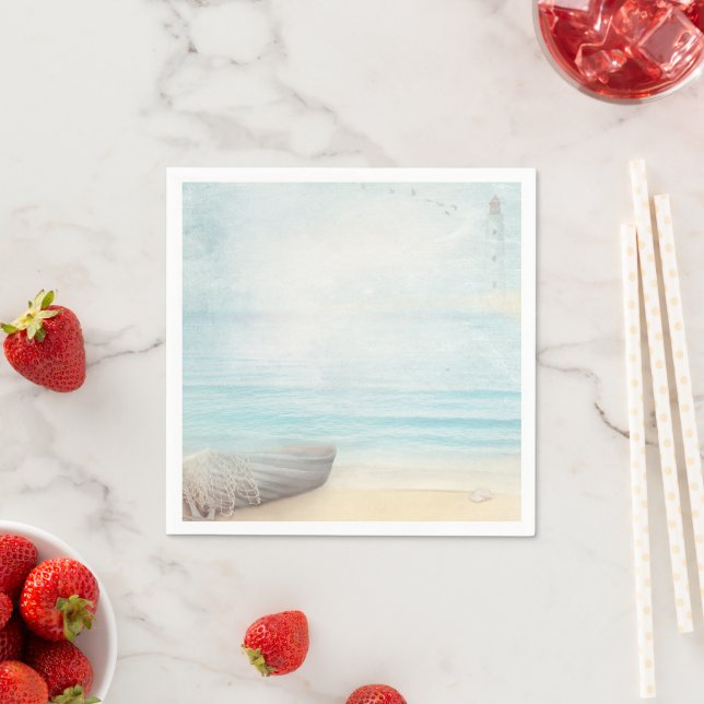 Coastal Beach Scene with a Fishing Boat Napkins (Insitu)