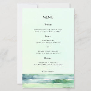 Coastal Beach Sea Green Tide Pool Wedding Menu