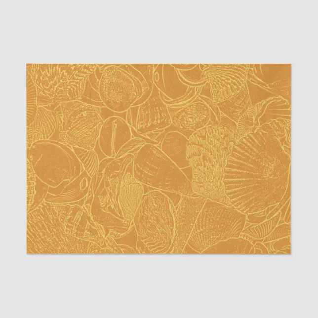 Coastal Beach Sea Shell Gold Yellow Decoupage Tissue Paper | Zazzle