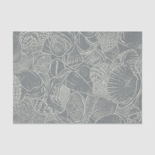 Coastal Beach Sea Shell Grey White Decoupage Tissue Paper