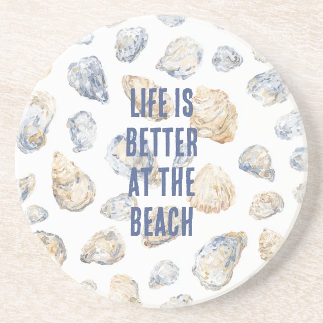 Coastal Beach Sea Shells Coaster (Front)