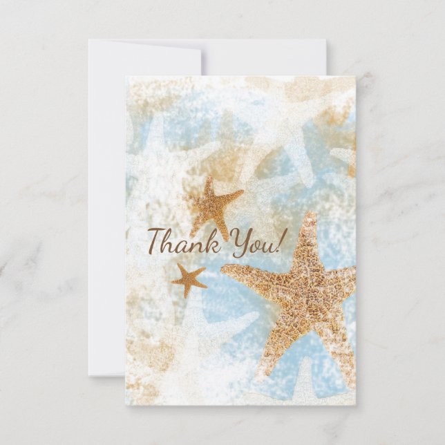 Coastal Beach Sea Stars Starfish Thank You Card (Front)