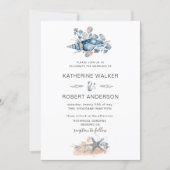 coastal beach seashell elegant Wedding Invitation (Front)