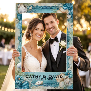 Coastal Beach Seashell Wedding Selfie Frame Photo