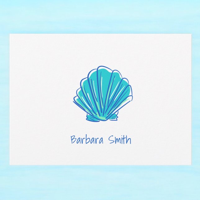 Coastal Beach Shell Blue Thank You Custom Note Card (Creator Uploaded)