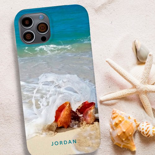 Coastal Beach Shells Seashore Photo Name Case_Mate iPhone 14 Case