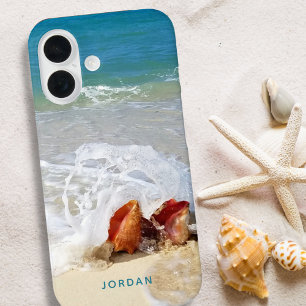 Coastal Beach Shells Seashore Photo Name iPhone 16 Case