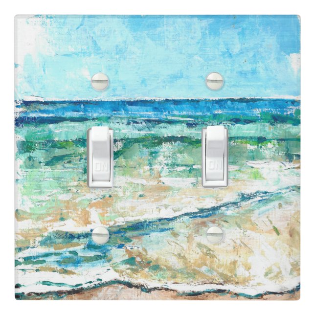 Coastal Beach Shoreline Artwork Light Switch Cover (In Situ)