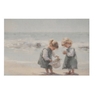 coastal beach sisters landscape faux canvas print