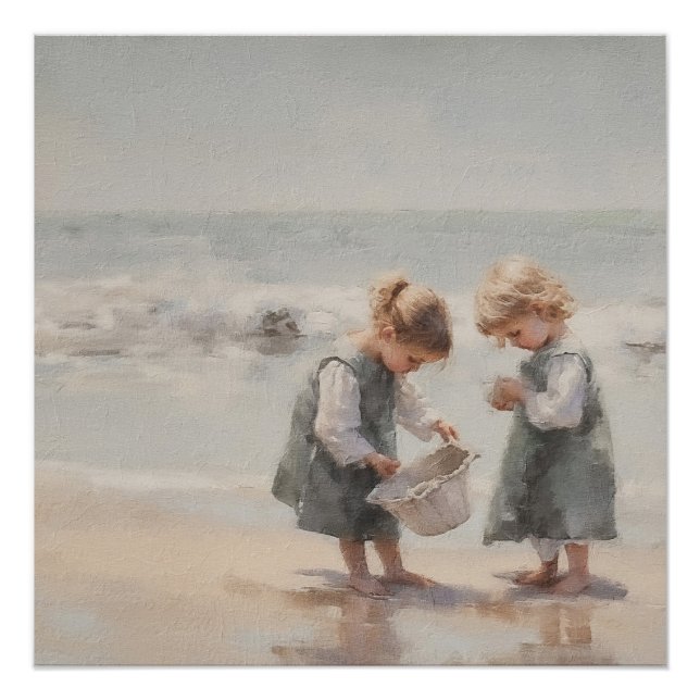 Coastal Beach Sisters Landscape Poster (Front)