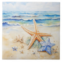 Coastal Beach Starfish Watercolor