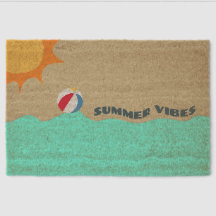 Coastal Beach Summer Vibes Coir Mat