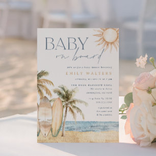 Coastal Beach Surf Theme Baby Shower Invitation