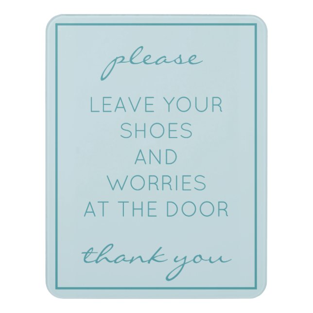 Coastal Beach Teal Remove Shoes Sign (Contemporary Vert)