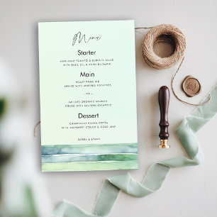 Coastal Beach Tide Pool Sea Green Wedding Menu